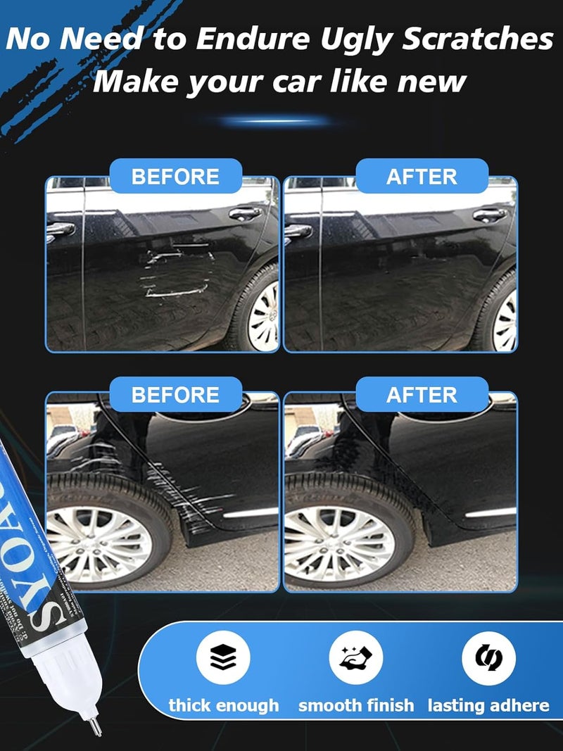 SYOAUTO طلاء لمسة لؤلؤي أسود للسيارات قلم إصلاح خدوش و فرشاة ونقطة 2 في 1 لؤلؤي أسود - Image 3